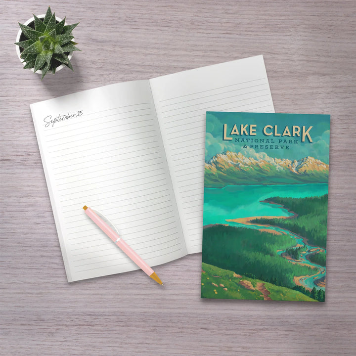 Lined 6x9 Journal, Lake Clark National Park and Preserve, Alaska, Oil Painting, Lay Flat, 193 Pages, FSC paper