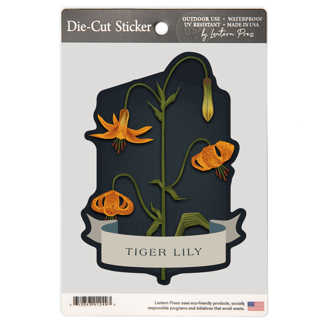 Vintage Flora Noir, Tiger Lily, Vinyl Sticker