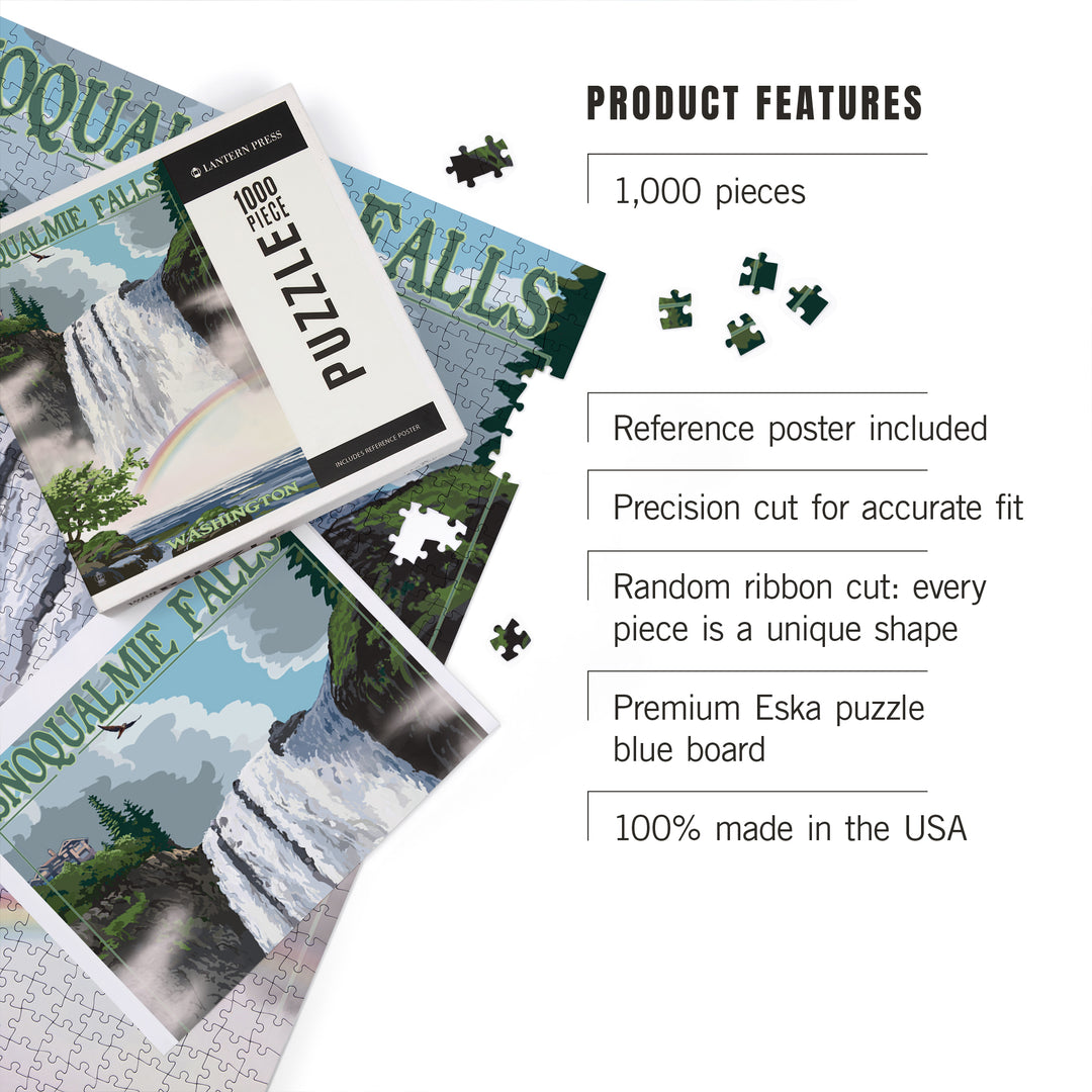 Snoqualmie Falls, Washington, Summer Scene, Jigsaw Puzzle