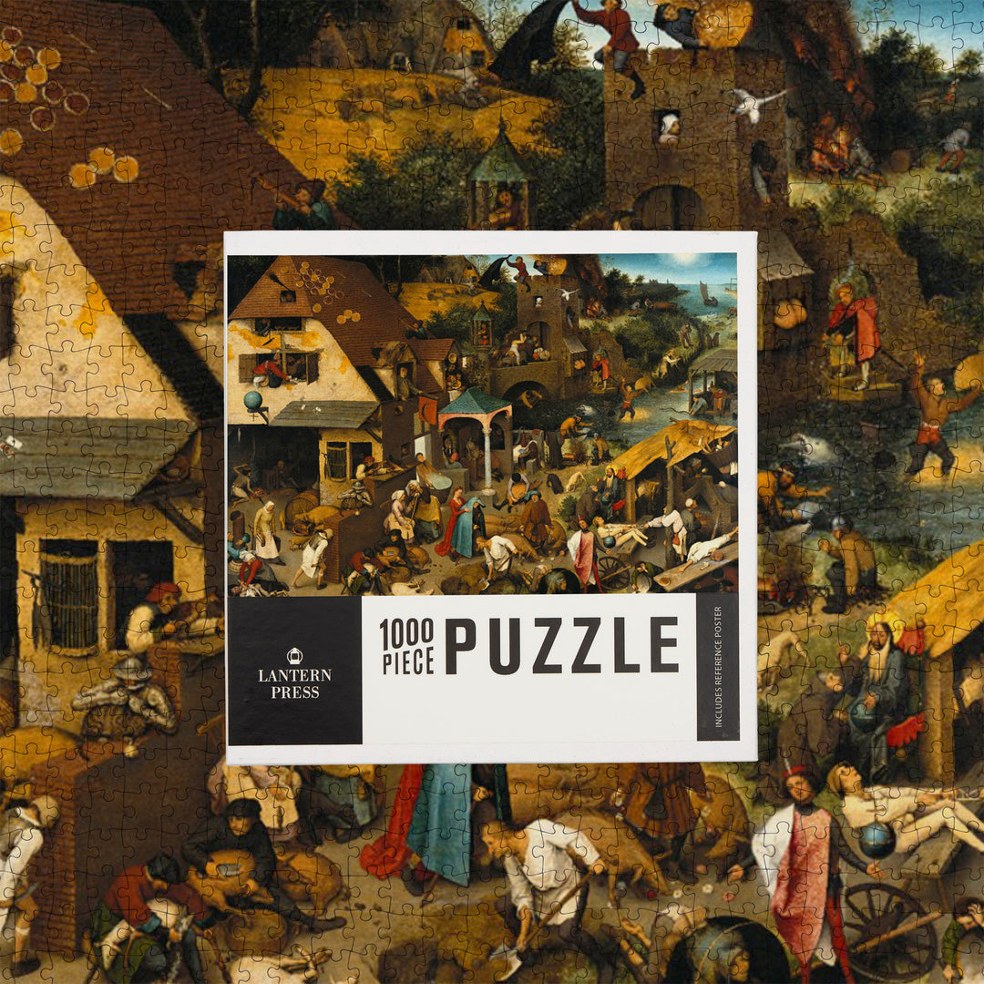 Netherlandish Proverbs (Artist: Pieter Bruegel the Elder) c. 1559, Masterpiece Classic, 1000 Piece Jigsaw Puzzle