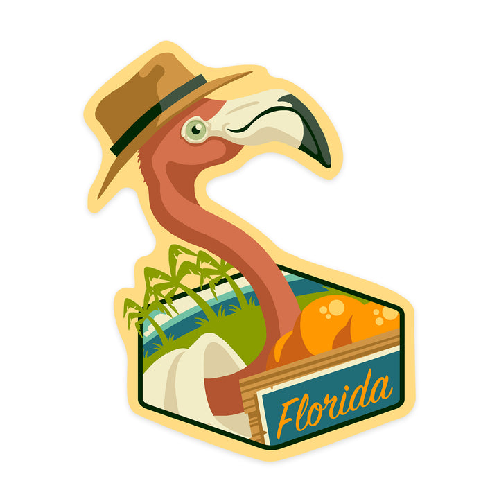 Florida, Flamingo and Oranges, Contour, Vinyl Sticker