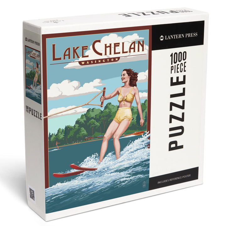Lake Chelan, Washington, Water Skier and Lake, Jigsaw Puzzle