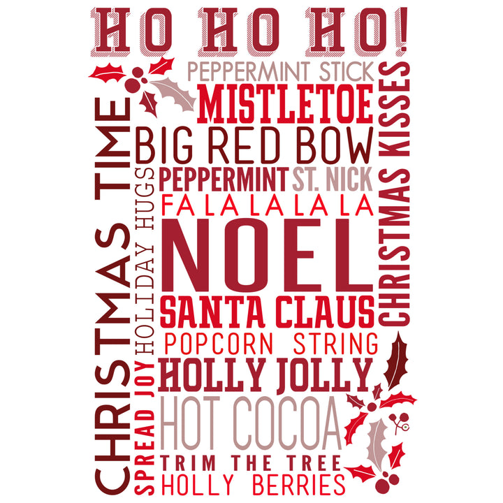 Christmas, Ho Ho Ho, Typography, Lantern Press Artwork, Stretched Canvas