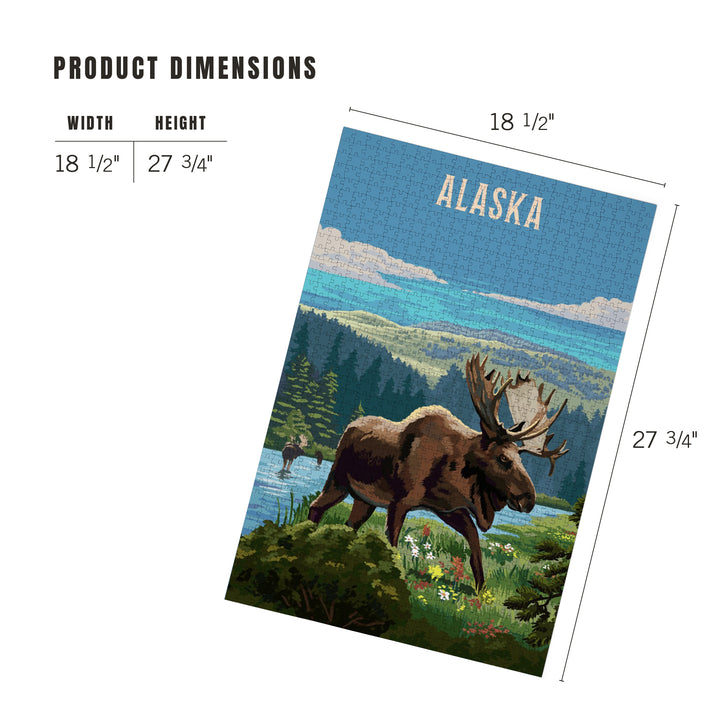 Alaska, Painterly, Moose and Wildflowers, Jigsaw Puzzle
