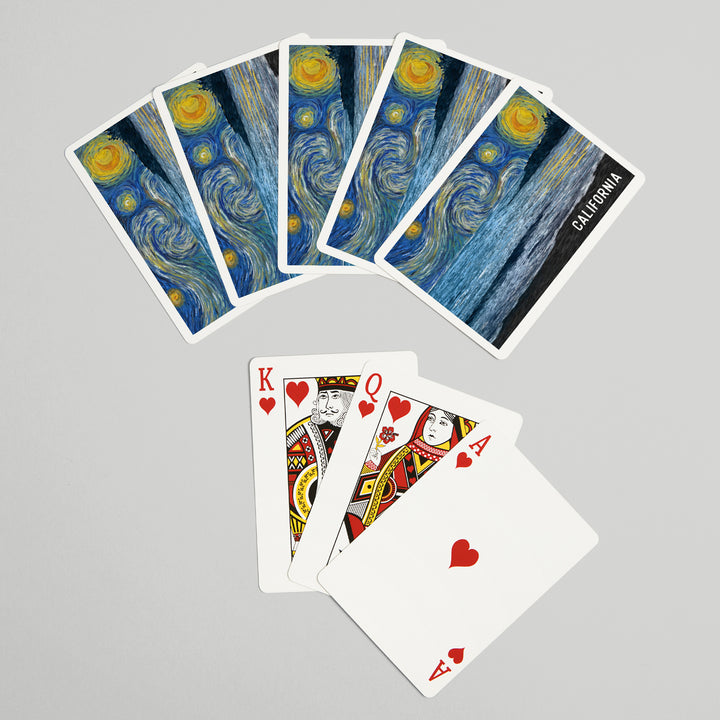 Playing Cards, California, Starry Night, Ocean, 52 Card Deck with Jokers in Box, Unique Art
