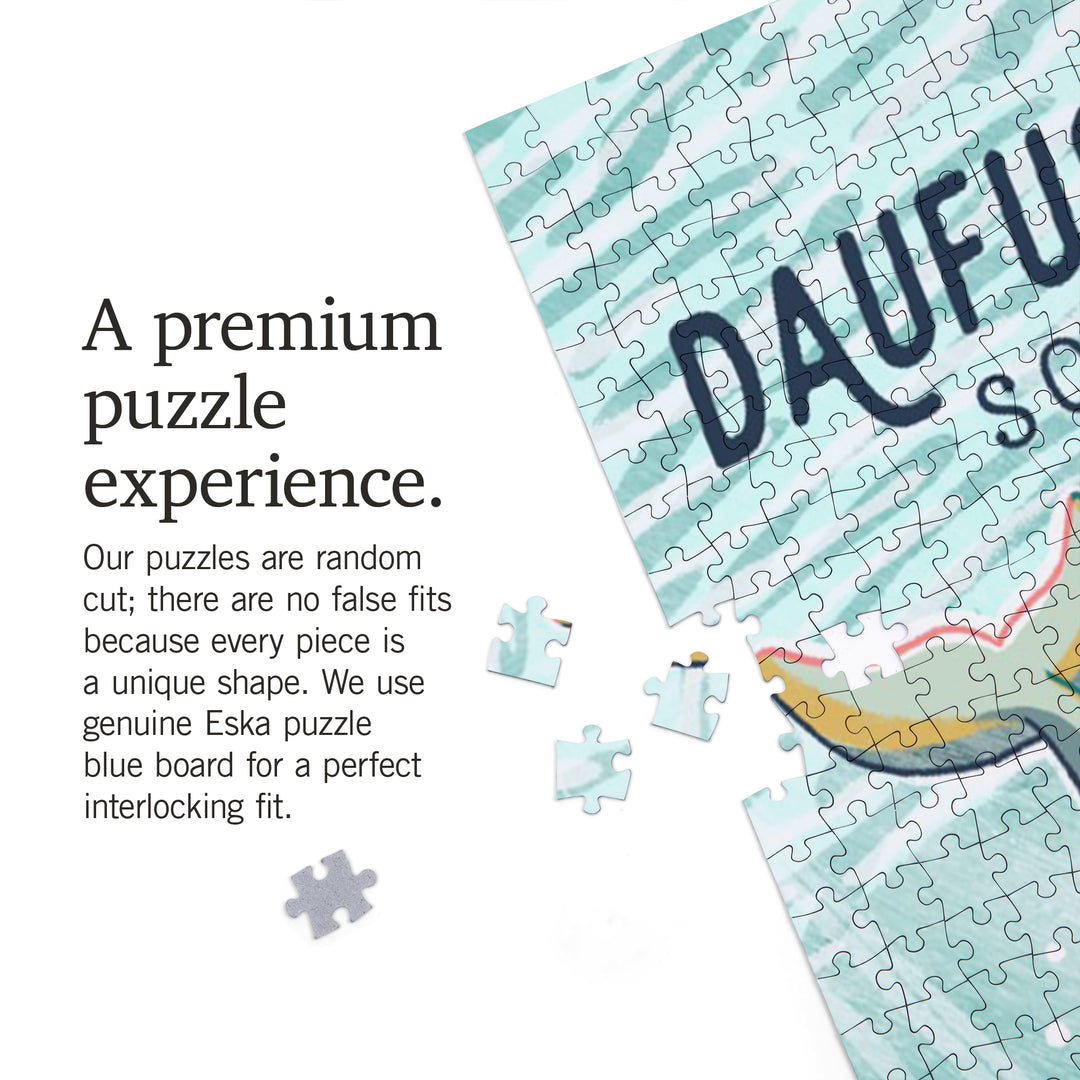 Daufuskie Island, South Carolina, Graphic Pastel, Bottlenose Dolphin, 1000 Piece Jigsaw Puzzle