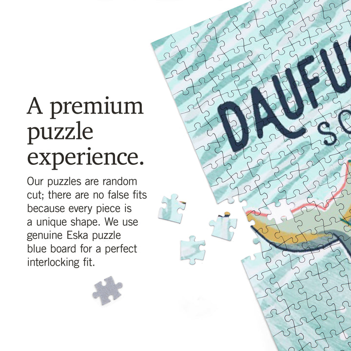 Daufuskie Island, South Carolina, Graphic Pastel, Bottlenose Dolphin, 1000 Piece Jigsaw Puzzle