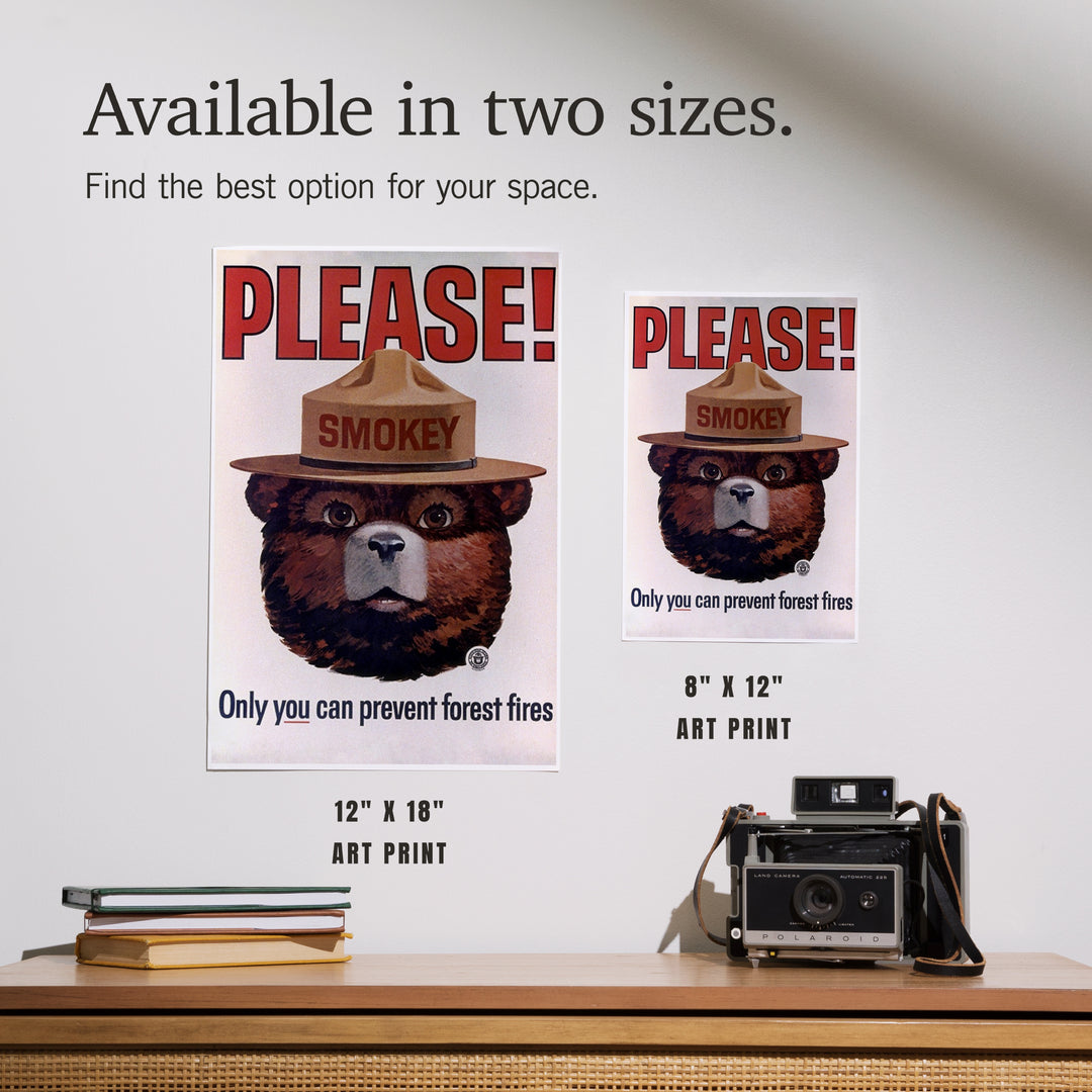 Smokey Bear, Please, Only You Can Help, Smokey Head, Officially Licensed Vintage Poster, Art & Giclee Prints