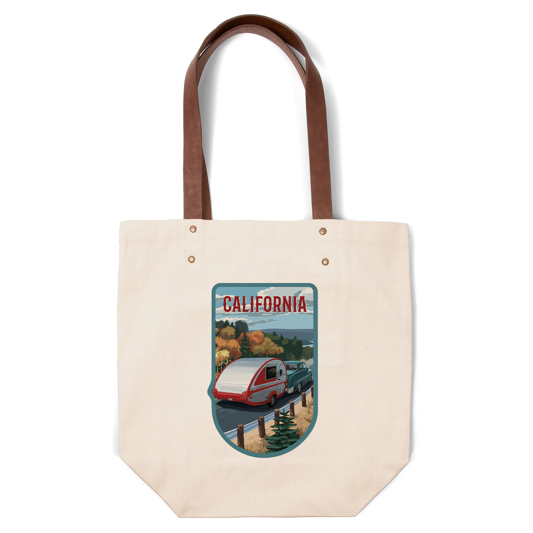 California, Retro Camper on Road, Contour, Deluxe Tote