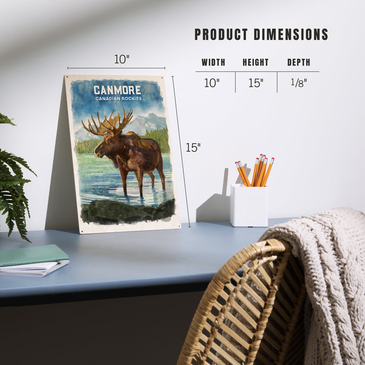 Canmore, Alberta, Canada, Watercolor, Moose, Wood Signs and Postcards