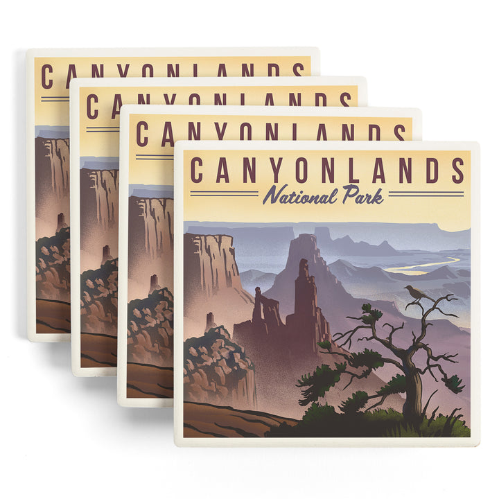 Canyonlands National Park, Utah, Lithograph National Park Series, Coasters