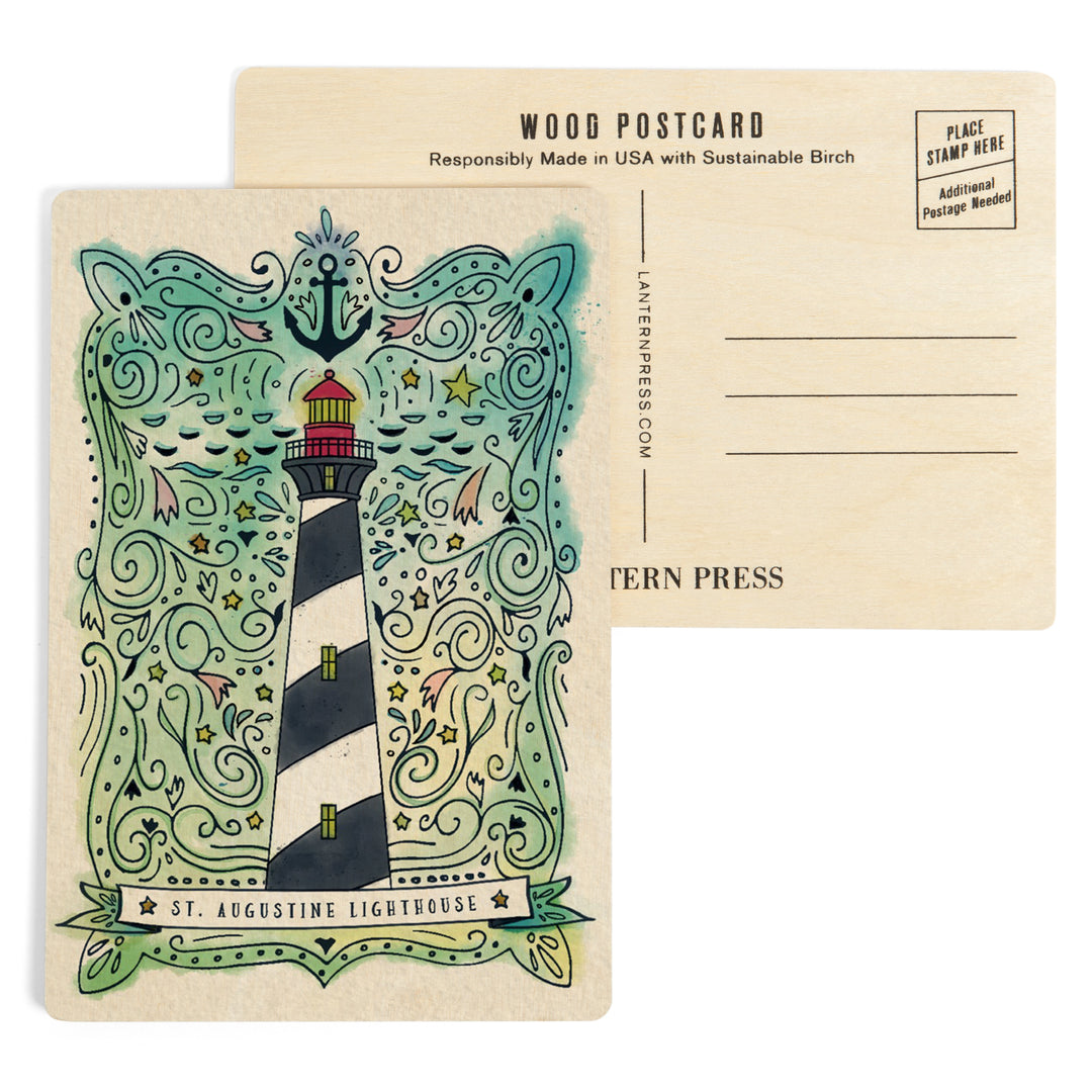 St. Augustine, Florida, Watercolor, Nautical, Wood Sign and Postcards