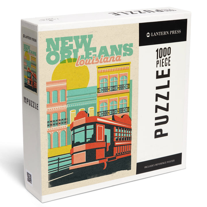 New Orleans, Louisiana, Woodblock City Series, French Quarter, 1000 Piece Jigsaw Puzzle