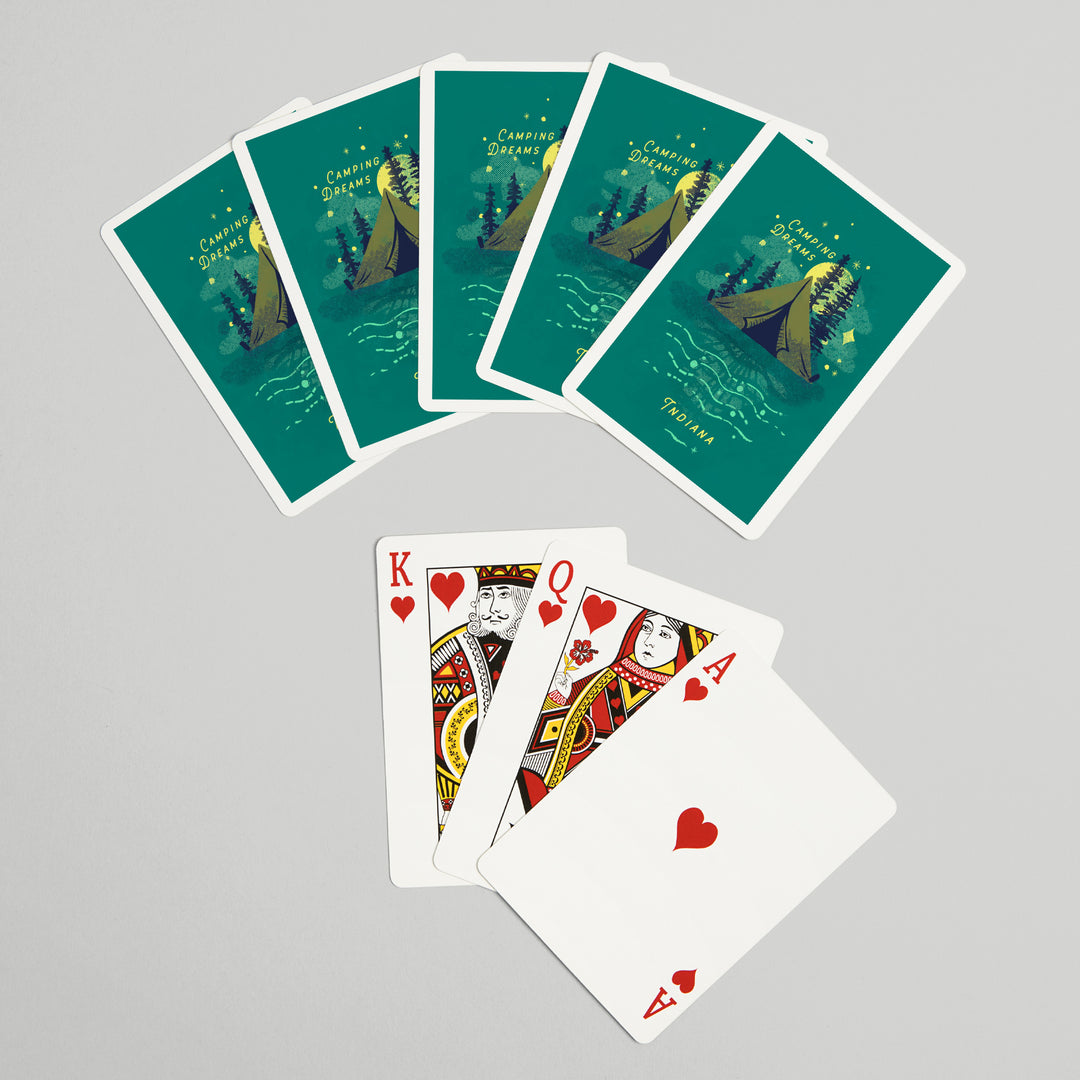 Playing Cards, Indiana, Lake Life Series, Camping Dreams, 52 Card Deck with Jokers in Box, Unique Art