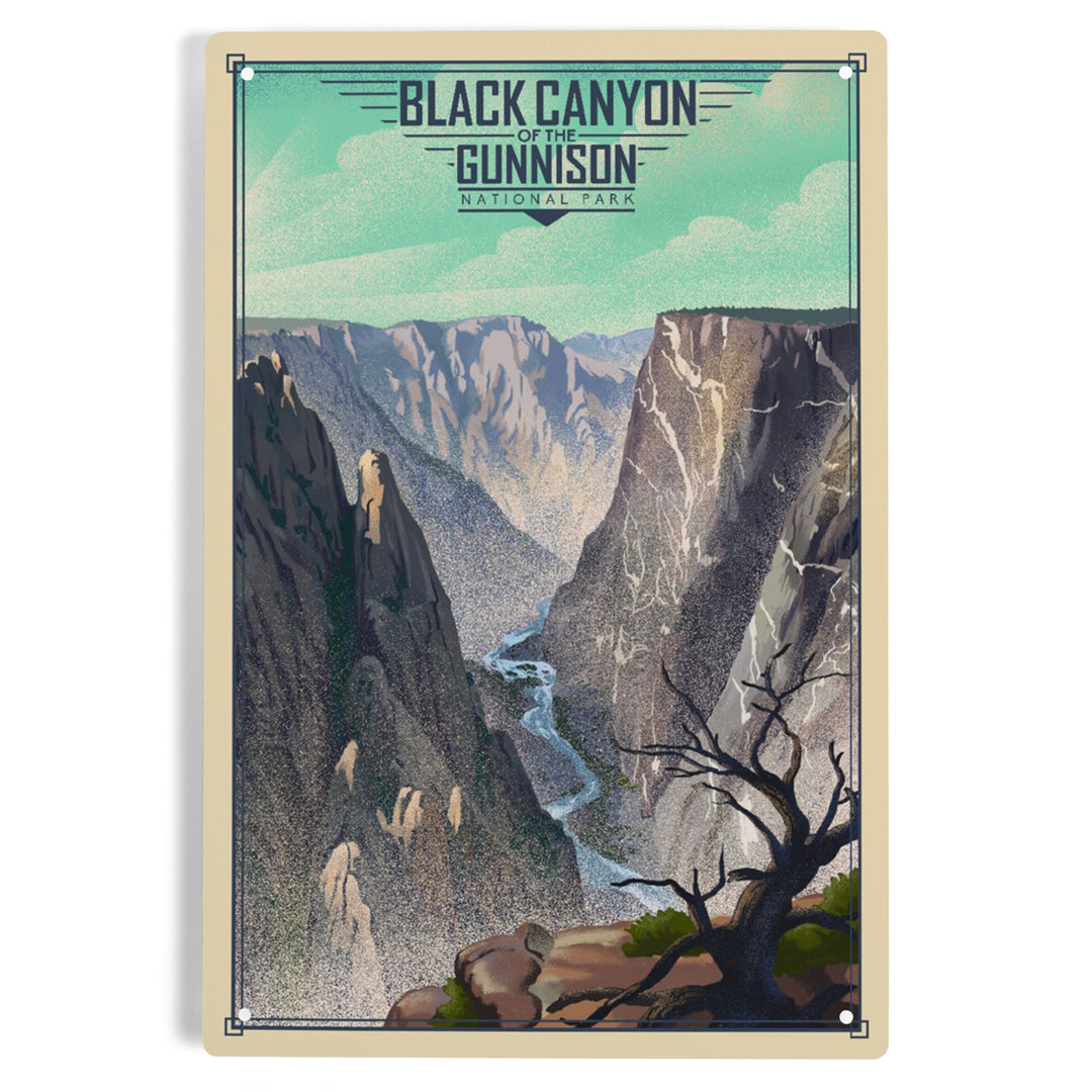Black Canyon of the Gunnison National Park, Colorado, Lithograph National Park Series, Metal Signs