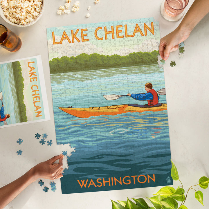 Lake Chelan, Washington, Kayak Scene, Jigsaw Puzzle