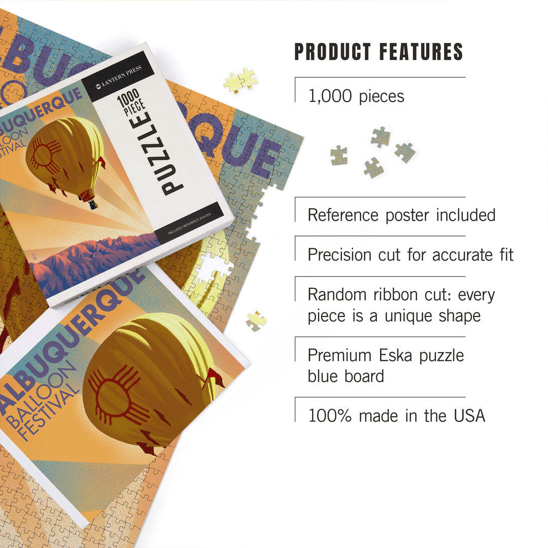 Albuquerque, New Mexico, Hot Air Balloon Festival, Lithograph, 1000 Piece Jigsaw Puzzle