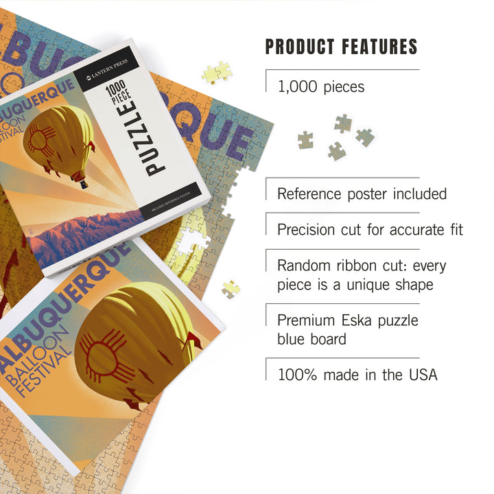 Albuquerque, New Mexico, Hot Air Balloon Festival, Lithograph, 1000 Piece Jigsaw Puzzle