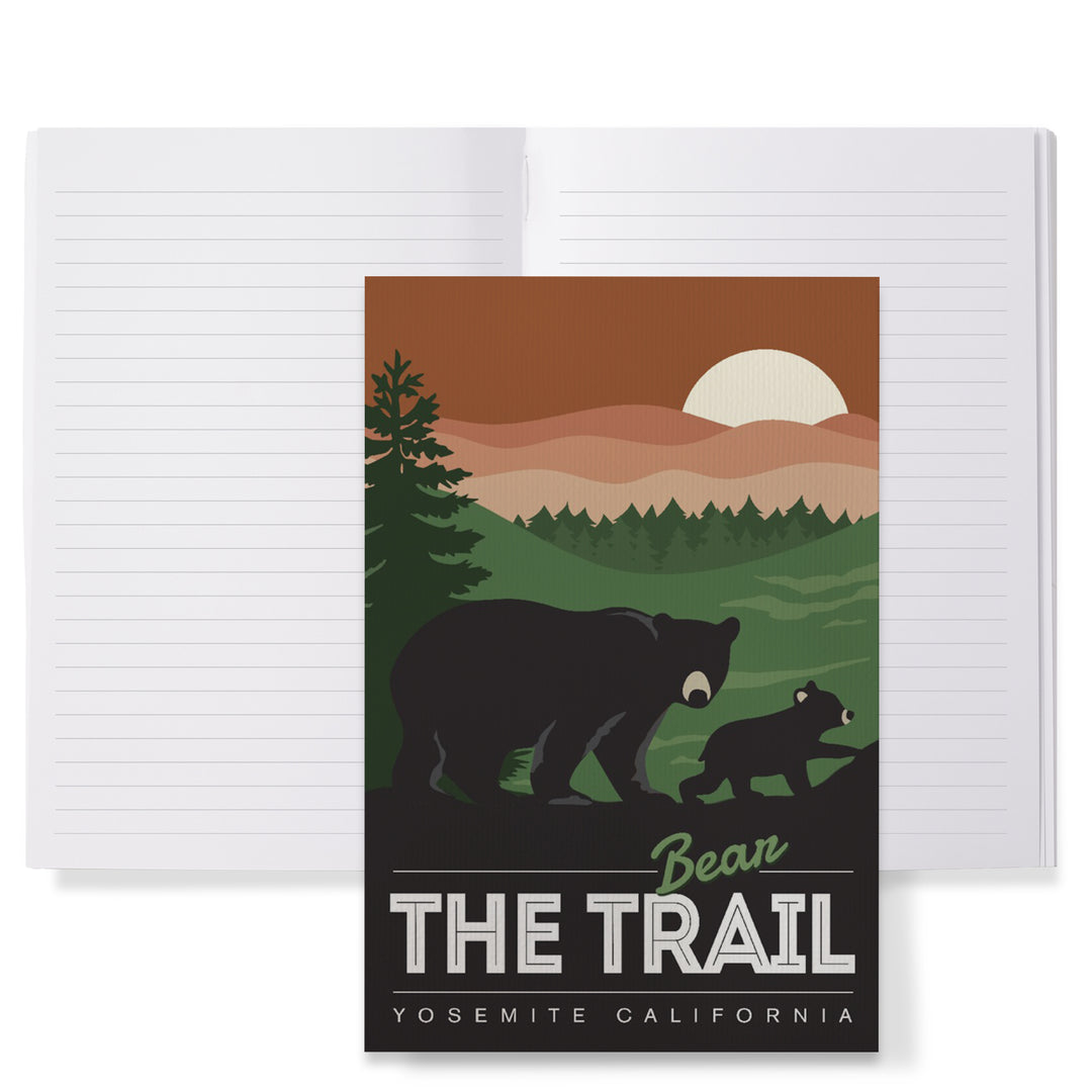 Lined 6x9 Journal, Yosemite California, Bear the Trail, Lay Flat, 193 Pages, FSC paper
