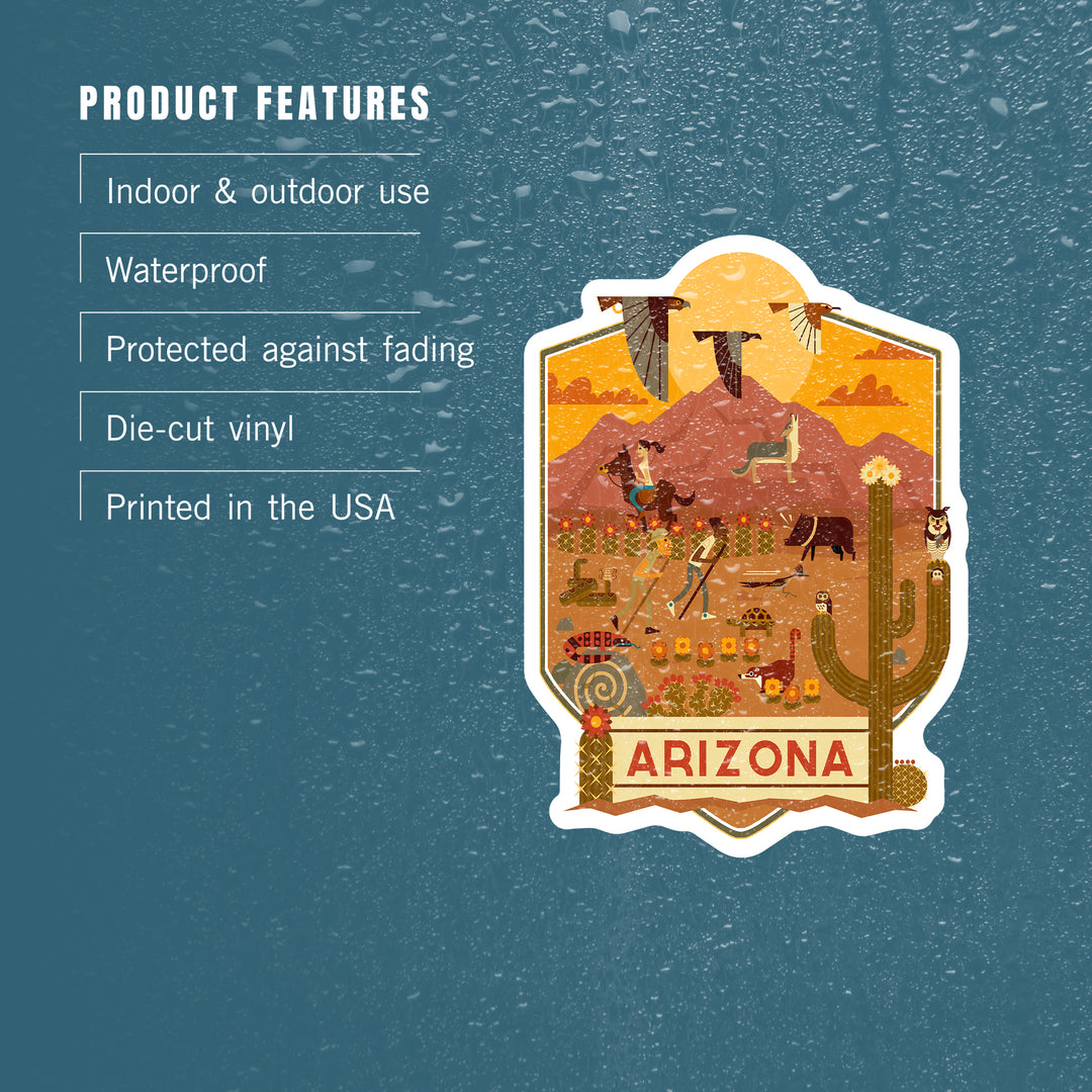 Arizona, Geometric, Contour, Lantern Press Artwork, Vinyl Sticker