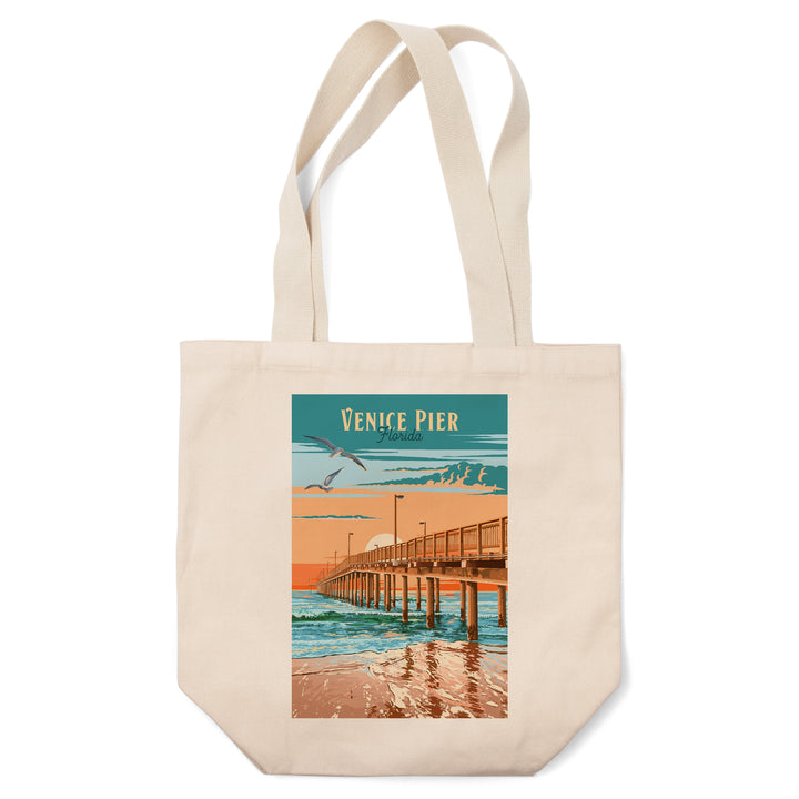 Venice, Florida, Painterly Pier, Tote Bag