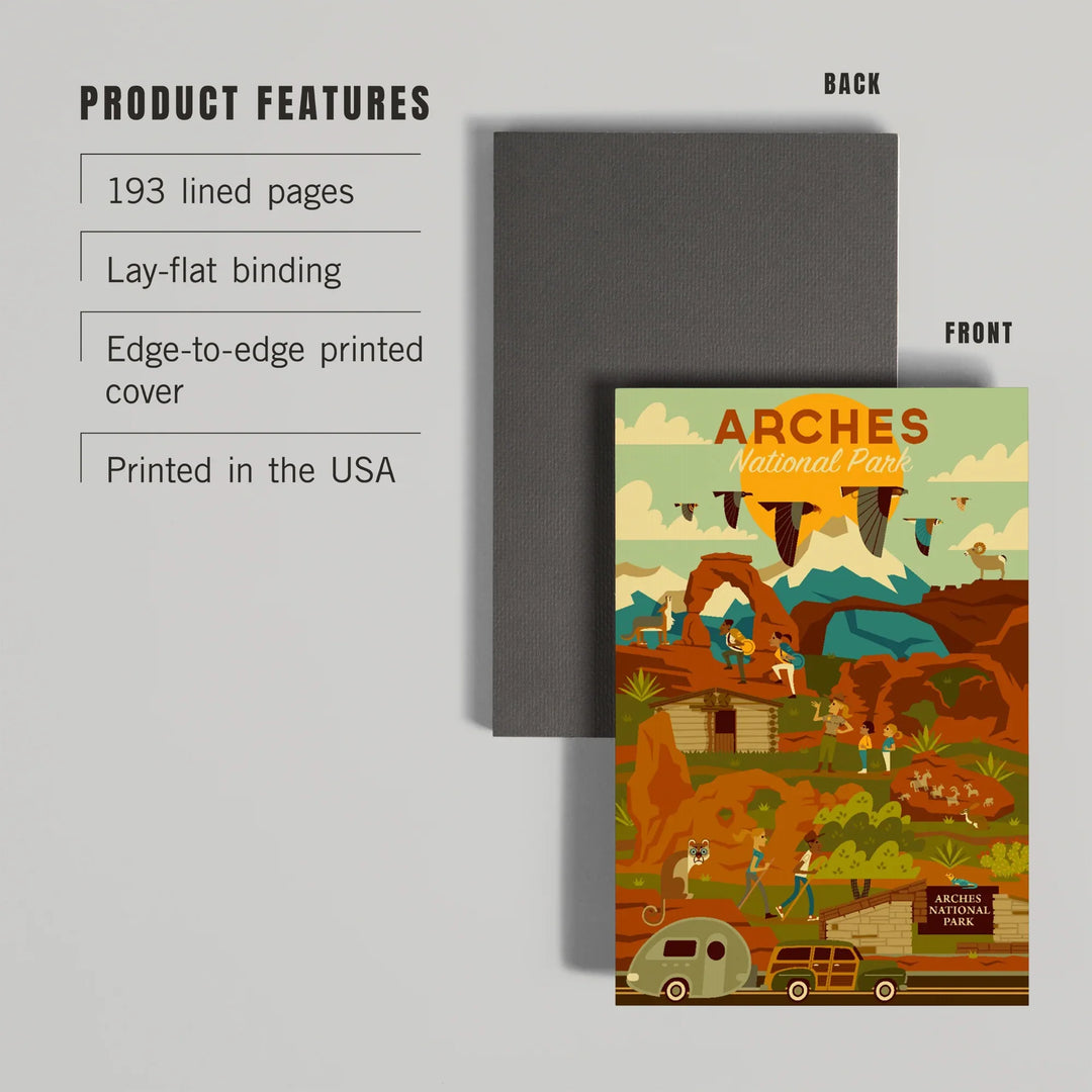 Lined 6x9 Journal, Arches National Park, Utah, Geometric National Park Series, Lay Flat, 193 Pages, FSC paper