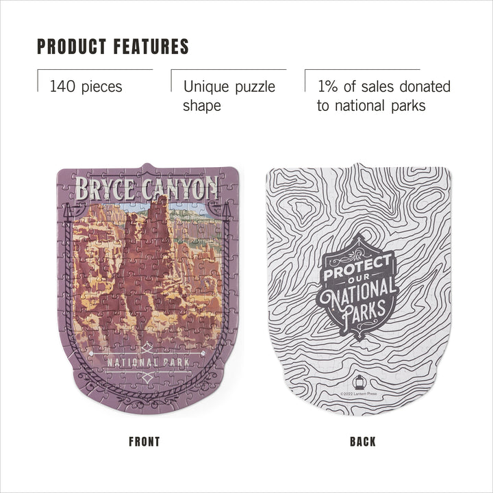 Lantern Press Mini Shaped Adult Jigsaw Puzzle, Protect Our National Parks (Bryce Canyon)