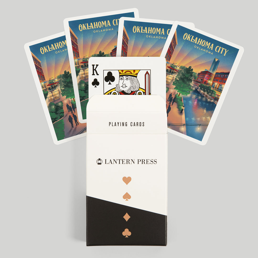 Playing Cards, Oklahoma City, Oklahoma, River Walk, Lithograph, 52 Card Deck with Jokers in Box, Unique Art