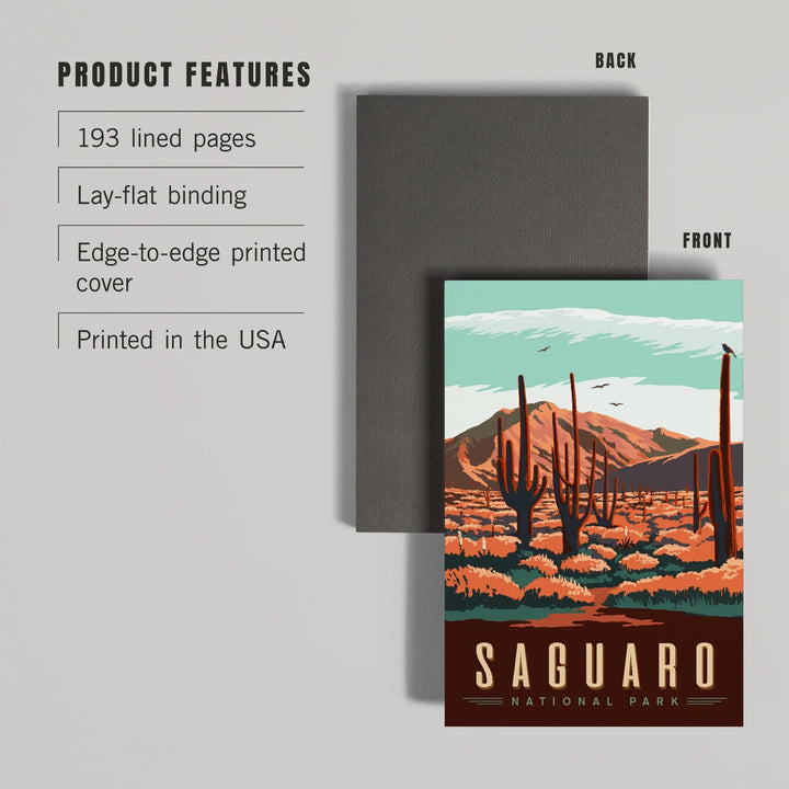 Lined 6x9 Journal, Saguaro National Park, Desert Scene with Cactus, Lay Flat, 193 Pages, FSC paper