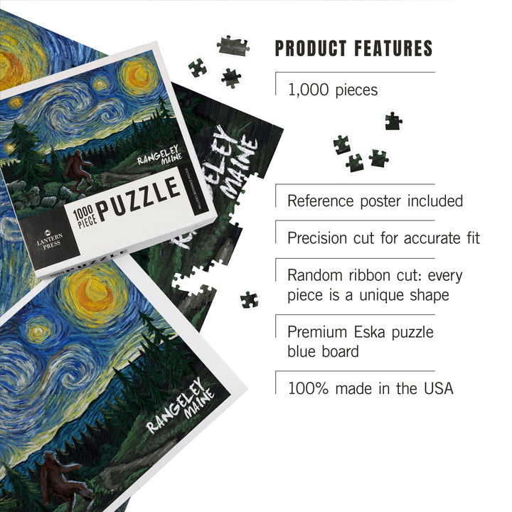 Rangeley, Maine, Starry Night, Bigfoot, Jigsaw Puzzle