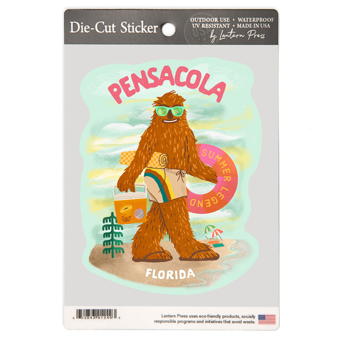 Pensacola, Florida, Summer Legend, Big Foot, Vinyl Sticker
