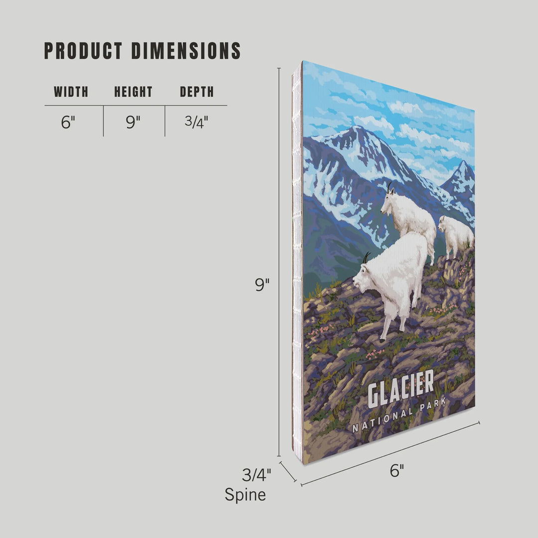 Lined 6x9 Journal, Glacier National Park, Montana, Goat Family, Lay Flat, 193 Pages, FSC paper