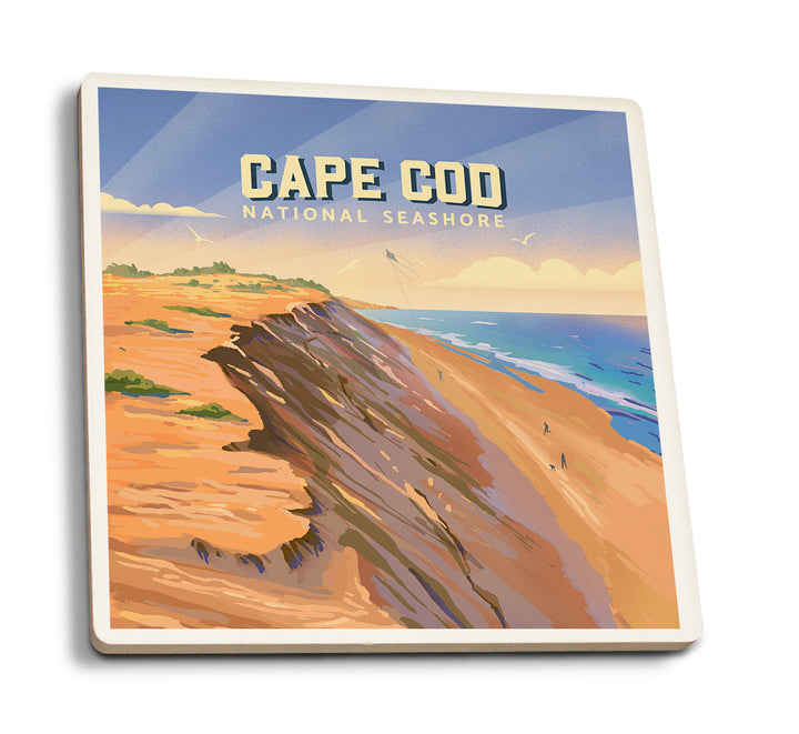 Cape Cod National Seashore, Massachusetts, Lithograph, Coaster Set