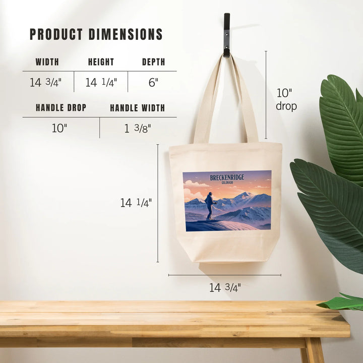 Breckenridge, Colorado, Skier at the Top, Lithograph, Tote Bag