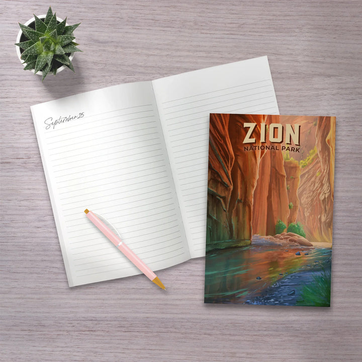 Lined 6x9 Journal, Zion National Park, Utah, Oil Painting, The Narrows, Lay Flat, 193 Pages, FSC paper