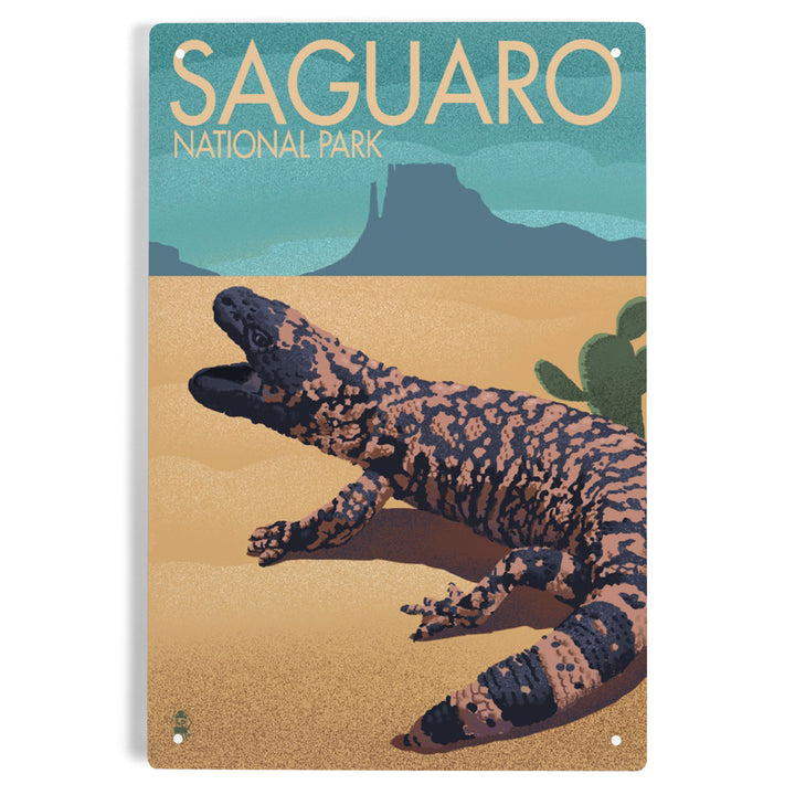 Saguaro National Park, Arizona, Gila Monster, Lithograph, Metal Signs