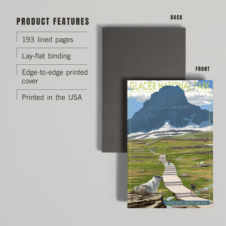 Lined 6x9 Journal, Glacier National Park, Montana, Logan Pass, Lay Flat, 193 Pages, FSC paper