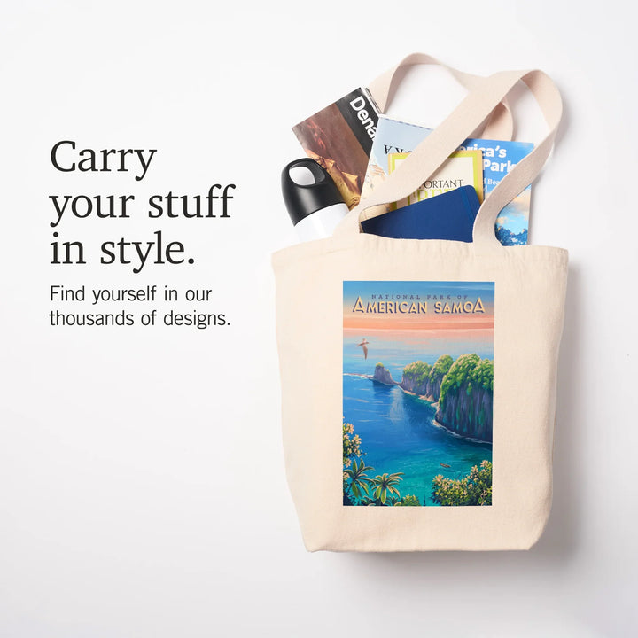 National Park of American Samoa, Oil Painting, Tote Bag