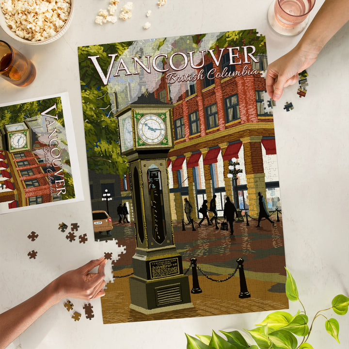 Vancouver, British Columbia, Painterly, Steam Clock, Jigsaw Puzzle