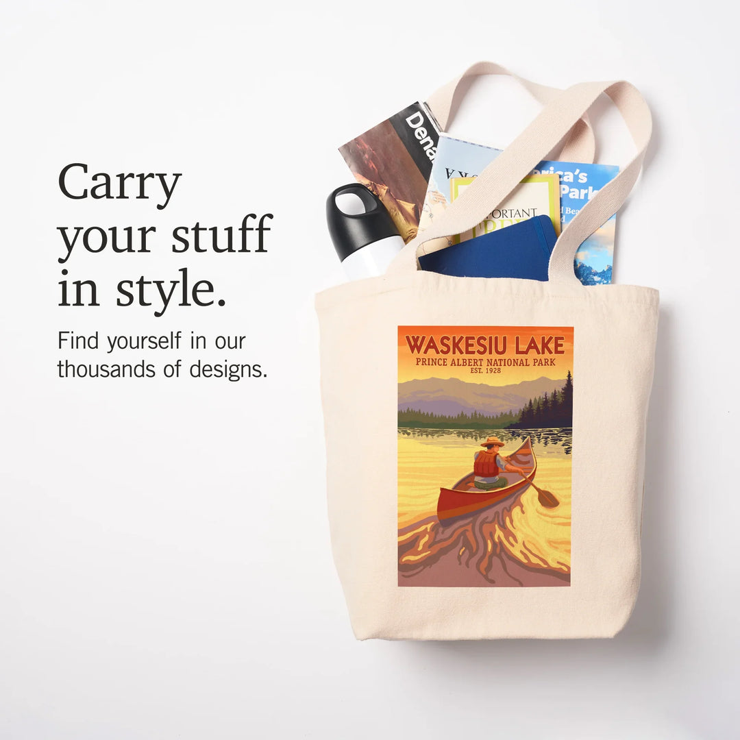 Waskesiu Lake, Saskatchewan, Prince Albert National Park, Canoe Scene, Tote Bag