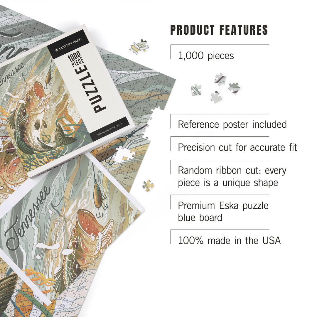 Tennessee, Fish All Day, Bass, 1000 Piece Jigsaw Puzzle