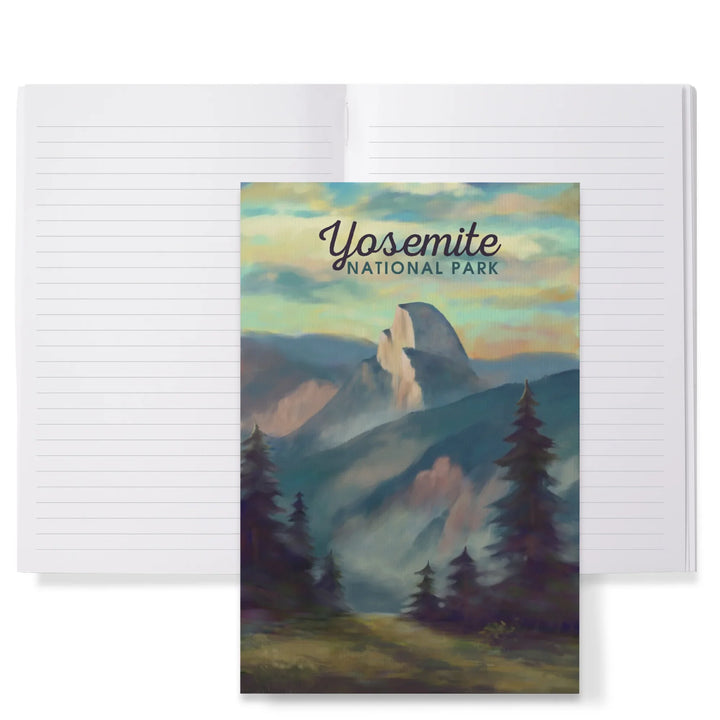 Lined 6x9 Journal, Yosemite National Park, California, Half Dome Scene, Oil Painting, Lay Flat, 193 Pages, FSC paper
