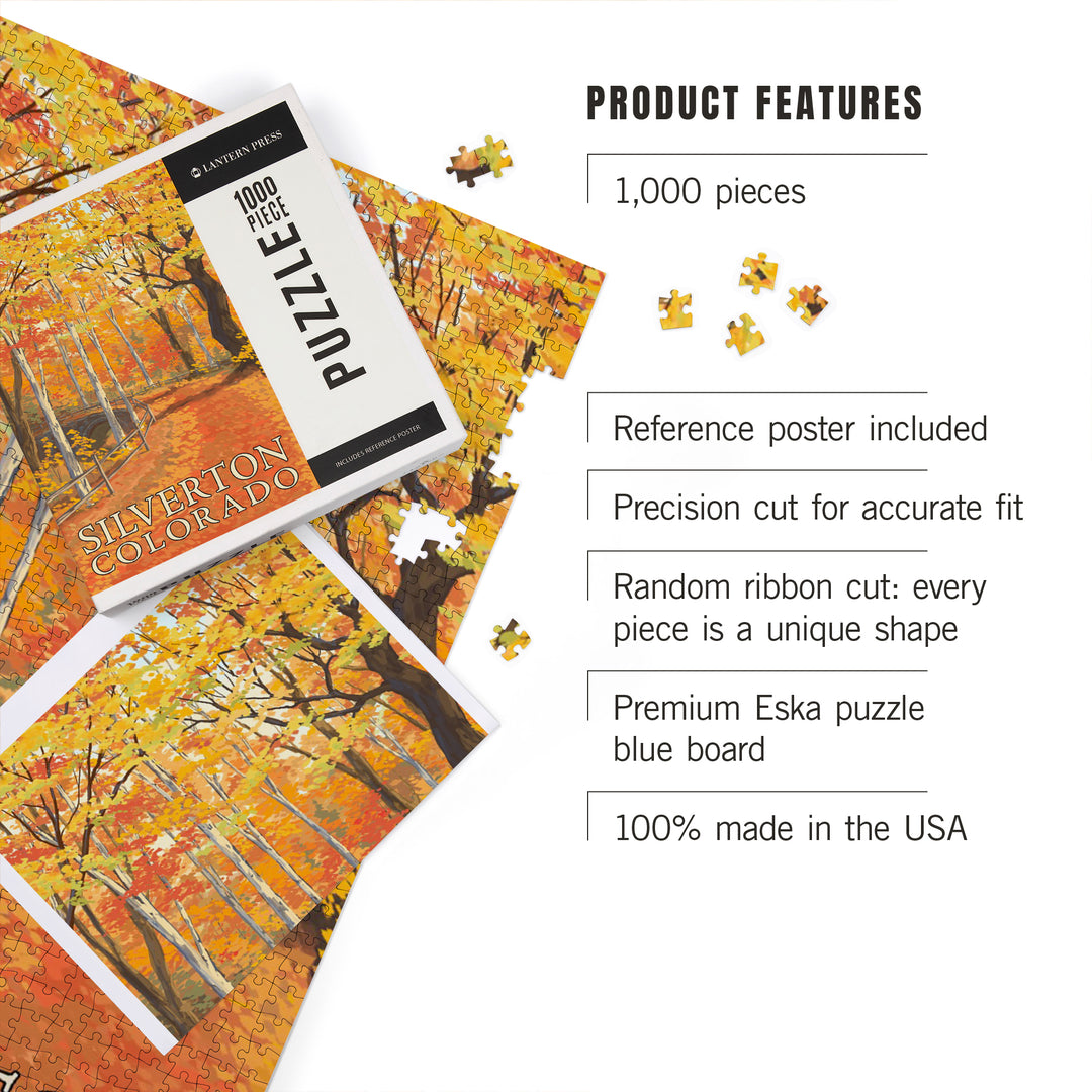 Silverton, Colorado, Painterly, Fall Colors Scene, 1000 Piece Jigsaw Puzzle