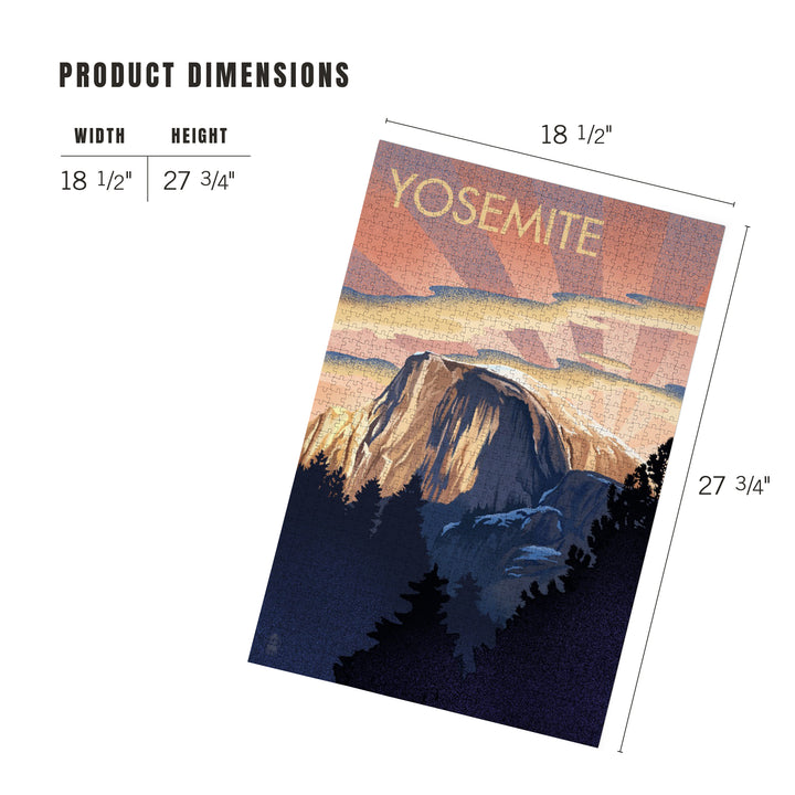 Yosemite, California, Half Dome, Lithograph, Jigsaw Puzzle