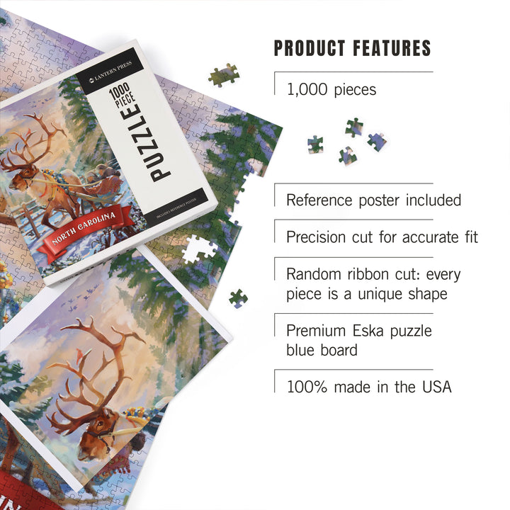 North Carolina, Christmas Sleigh Ride, 1000 Piece Jigsaw Puzzle