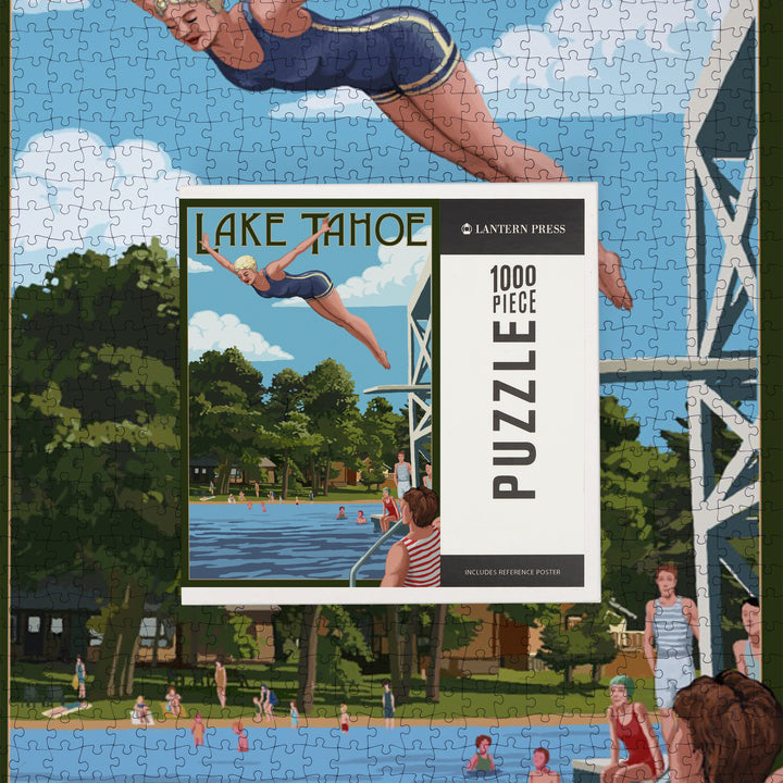 Lake Tahoe, Woman Diving and Lake, Jigsaw Puzzle
