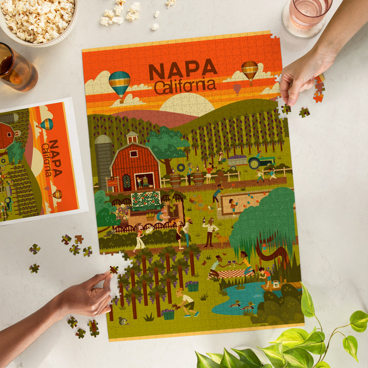 Napa, California, Geometric, Vineyard, Jigsaw Puzzle