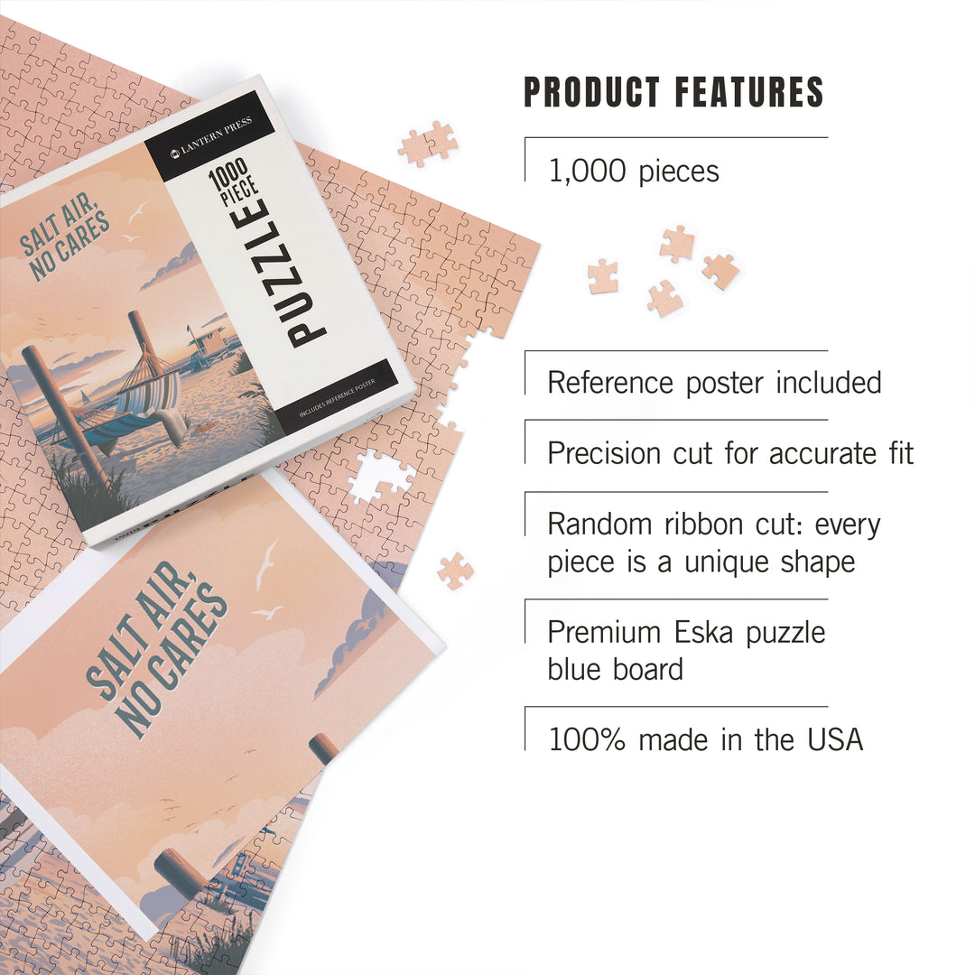 Lithograph, Salt Air, No Cares, Hammock on Beach,, 1000 Piece Jigsaw Puzzle