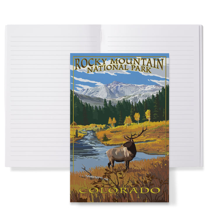 Lined 6x9 Journal, Rocky Mountain National Park, Colorado, Mummy Range, Elk, Lay Flat, 193 Pages, FSC paper