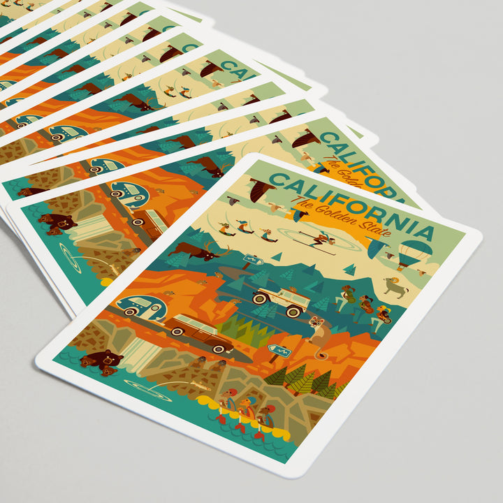 Playing Cards, California, The Golden State, Geometric, 52 Card Deck with Jokers in Box, Unique Art